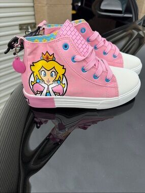 Kids Pink Princess Character High-Top Sneakers